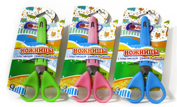 НОЖНИЦЫ ДЕТСКИЕ В ЧЕХЛЕ С ТУПЫМ НАКОНЕЧНИКОМ 120ММ