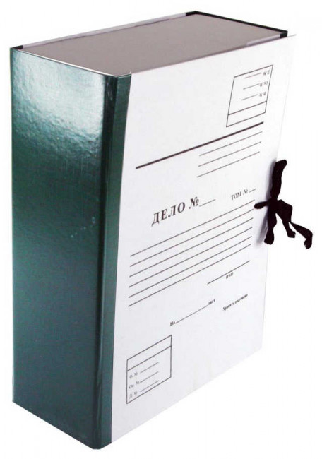 Архивный короб А4 10см "Дело" бумвинил, складывающийся, зеленый, КСД4100-206 (25)