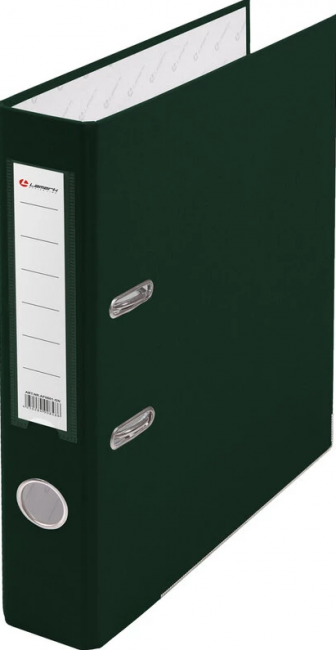 Папка-регистратор  PP 50мм зелёный, металл.окантовка, карман, собранный.Lamark (42)