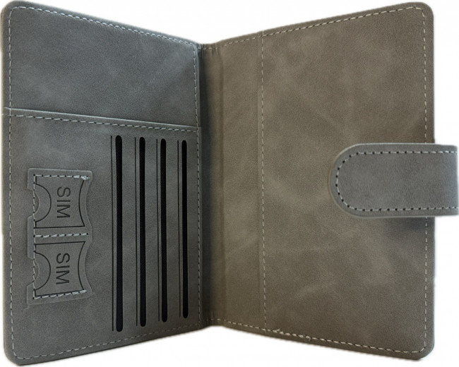 Обложка на паспорт WENZER OFFiCE, РФ Паспорт, на кнопке, серая, эко кожа