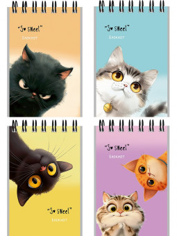 Блокнот А7 40л клетка "Забавные котики - 1", на гребне, Проф-Пресс/Б40-6385 (16)