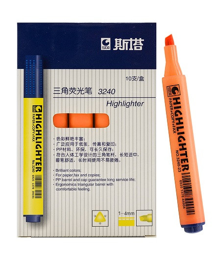 Маркер выделитель 1-4мм оранжевый 3240-4, неон. скошенный, трехгранный,WSTA-6/8 (10/10/100)