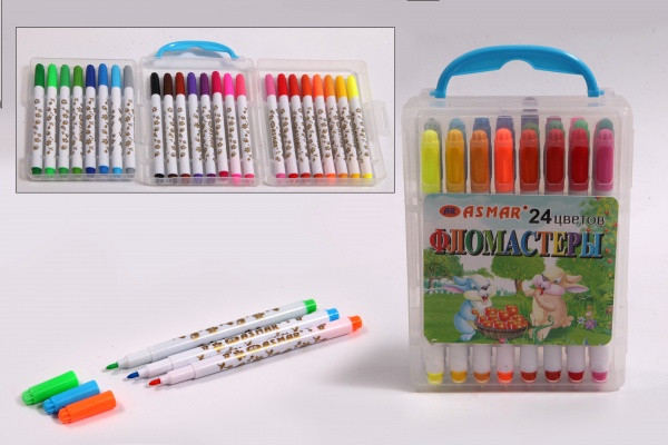Фломастеры 24 цвета  в палстиковом пенале NEW AR-976-24 (20)