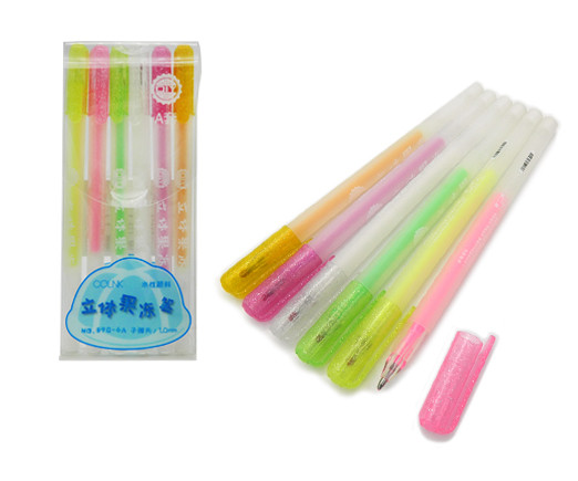 Набор ручек гелевых, 1.0мм 6 цв CP-28/CK-87/322647 "Контурные 3D-эффект", Intelligent/ (1/18/288)