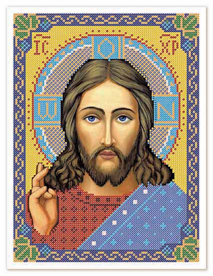 Канва/ткань А4 с рисунком "Христос  Спаситель" №1 для вышивания бисером, Нова Слобода