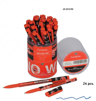 Ручка шариковая 0.5мм синяя "FunWrite. Keep Away. Stop", BV/20-0212/56 (24)