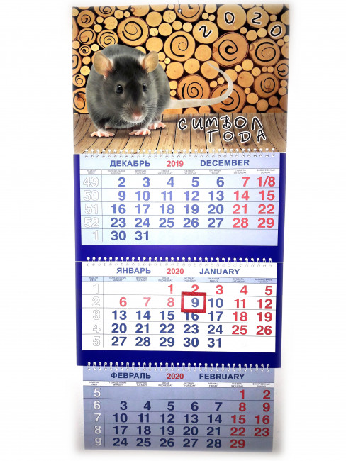 Календарь трио на гребне Серая мышь