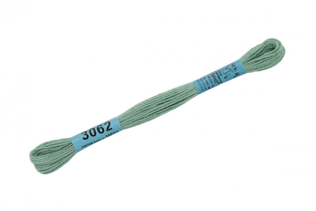 Нитки для вышивания "Gamma"    мулине  ( 0820-3070 )  100% хлопок     8 м №3062 зеленый