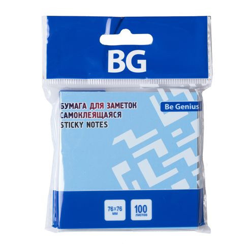 Бумага для заметок, 7,6*7,6 см, 100 л., самоклеящаяся, голубая НЕОН, европодвес,ВG (12/384)