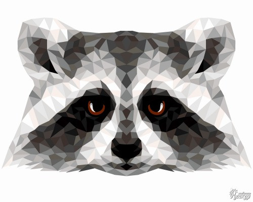 Набор для творчества "Рисование по номерам". P006 Енот (полигональный стиль) 40*50