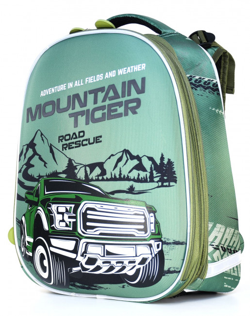 Рюкзак Schoolformat ERGONOMIC + Mountain tiger 17 л зелен. 38х30х18 жестк. каркас 2 отд. молния д/мальчиков