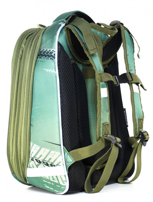 Рюкзак Schoolformat ERGONOMIC + Mountain tiger 17 л зелен. 38х30х18 жестк. каркас 2 отд. молния д/мальчиков