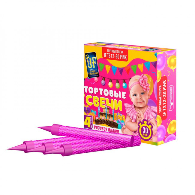 Свечи Фонтан 30сек 12,0см настольный, 4шт, розовый, Микрос/джТS12-30Р