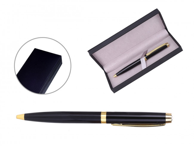 Ручка шариковая с поворотным механизмом YORK BG в подарочной упаковке , СИНЯЯ, чернила на масляной основе, пулевидный пиш. узел 0.7 мм, черный металлический корпус с золотистыми деталями, сменный стержень 97 мм типа Parker Ручка шариковая с поворотным механизмом YORK BG в подарочной упаковке , СИНЯЯ, чернила на масляной основе, пулевидный пиш. узел 0.7 мм, черный металлический корпус с золотистыми деталями, сменный стержень 97 мм типа Parker