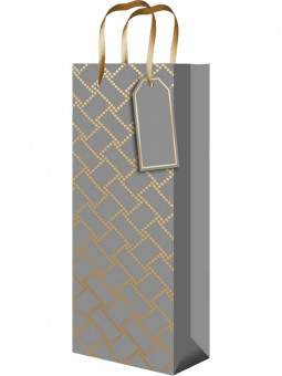 Пакет подароч. 12x36x8,5см "Торжество, серый" с глянц. лам. (под бутылку), MILAND/ПКП-4155