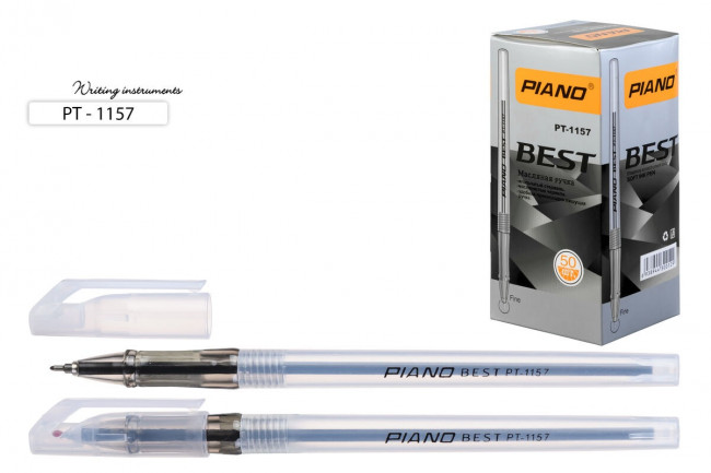 Ручка шариковая 0,5мм черная "BEST" на масляной основе, белый полупрозрачный корпус, PIANO (50)