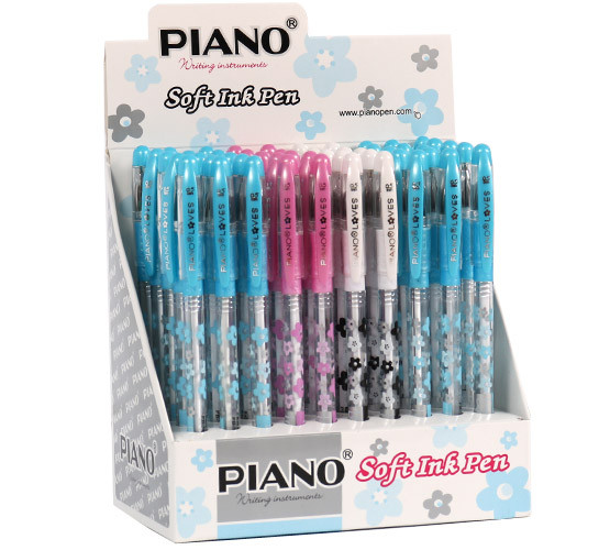 Ручка шариковая 0,5мм синяя "Piano Loves", на масляной основе, прозрачный корпус с рисунком, PIANO/PT-199 (50)