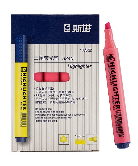 Маркер выделитель 1-4мм розовый 3240-23, неон, скошенный, трехгранный, в к/кор (10/10/100)