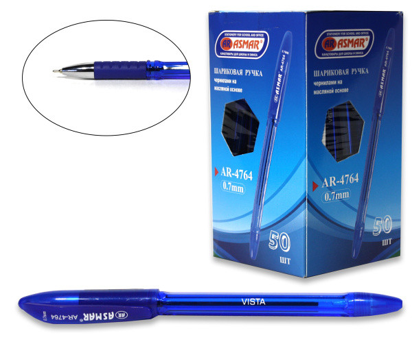Ручка шариковая синяя, 0,7мм на масляной основе, AR-4764 Asmar (50) Ручка шариковая синяя, 0,7мм на масляной основе, AR-4764 Asmar (50)