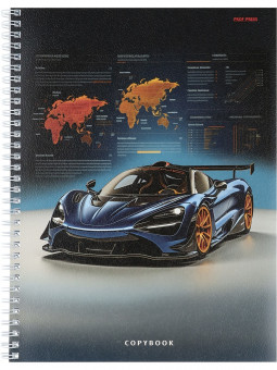 Тетрадь А4 96 клетка "Автомобильная тематика", на гребне, Проф-Пресс/96-8357 (5/30)