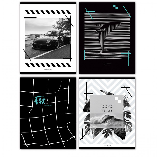 Тетрадь общая А5 скоба 96л. одна линия "First" (ассорти) BG (8/32)