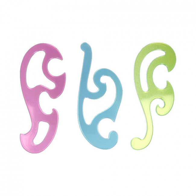 Набор лекал 3шт, прозрачные цветные, Gamma/РНЛ02