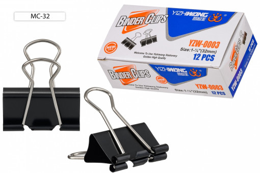 Зажим 32мм металлический, ширина, черный, Basir/МС-32 (12)