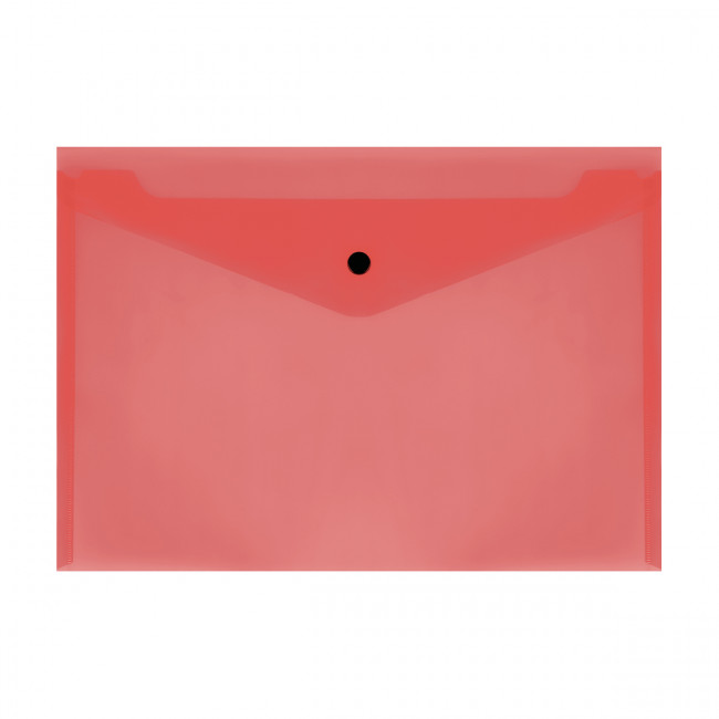 Папка-конверт А4 150мкм на кнопке, пластик, прозрачная, красная, СТАММ (20)