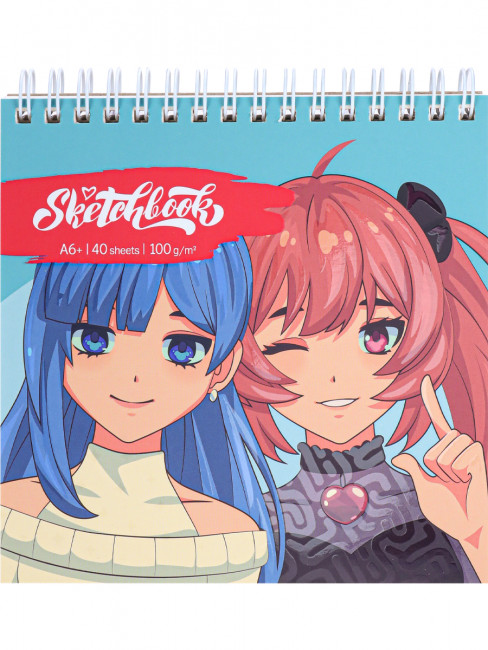 Cкетчбук А6+ 40л "Девочки", мягкая обложка, на гребне, MILAND/С40-4228