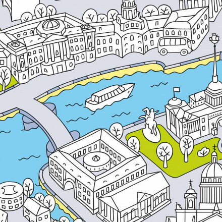 Большая раскраска "Санкт-Петербург" 101х69см, Геодом