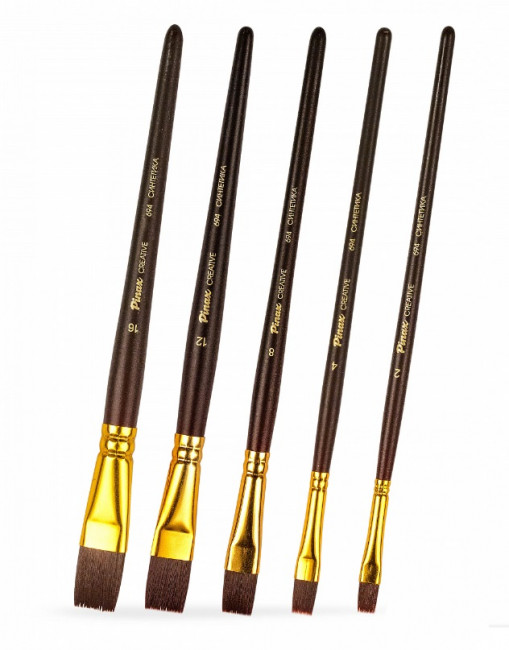 Набор кистей CREATIVE бордовая синтетика 5 шт. ПЛОСКИЕ set30-5pc Набор кистей CREATIVE бордовая синтетика 5 шт. ПЛОСКИЕ set30-5pc