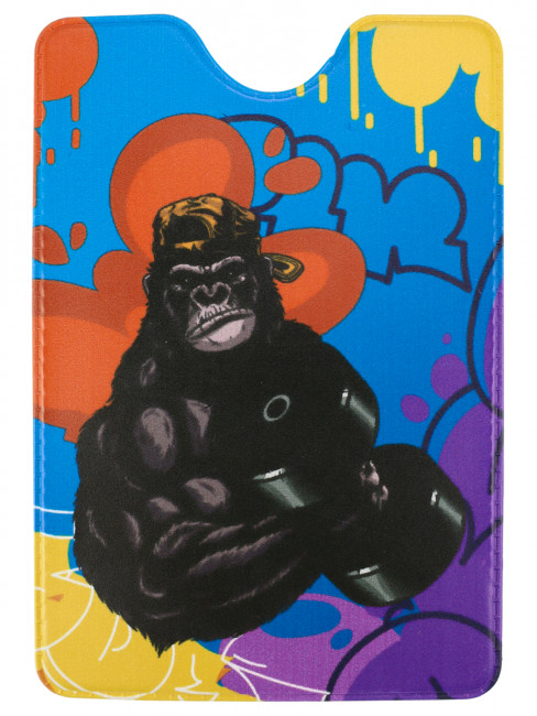 Обложка на пропуск/проездной "Горилла на спорте" ПВХ  ОП-7626