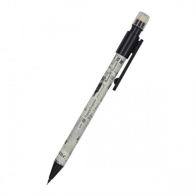Карандаш механический 0.7мм HB "HappyGraphix. Газета", с ластиком, BV/21-0042/09 (24)