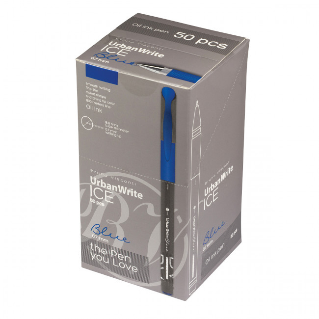 Ручка шариковая 0,7мм синяя "UrbanWrite.Ice", на масляной основе, BV/20-0318/21 (50)
