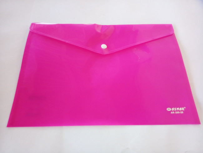 Папка-конверт на кнопке А4 250 мкм (ПЛОТНАЯ), непрозрачная, фуксия ASMAR (12/240)