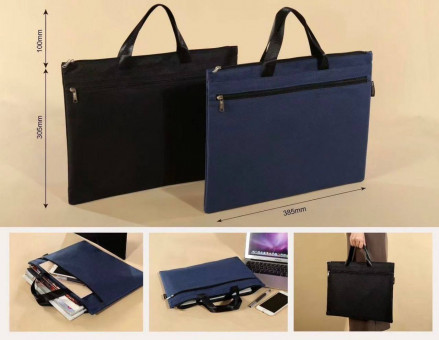 Сумка портфель для документов  385*305мм, цв. черный, синий, Cobest/F6743