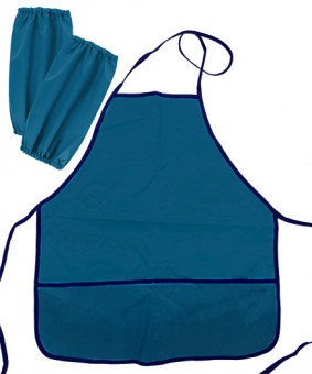 Фартук для труда с нарукавниками  DD-190 Темно-синий, полиэстер, с 2 карманами, в ПВХ-пакете (1/12/500)