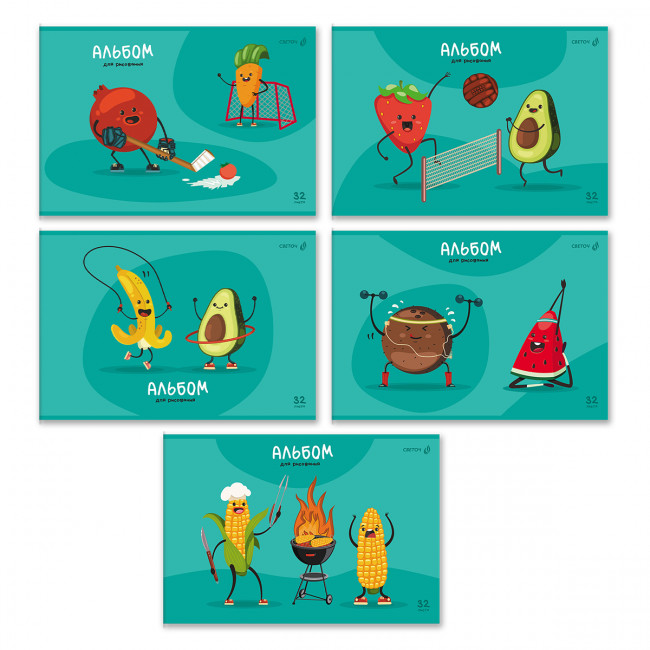 Альбом для рисования А4 32л "Фруктовый фитнес" скрепка, Светоч/А257_01708 (5) Альбом для рисования А4 32л "Фруктовый фитнес" скрепка, Светоч/А257_01708 (5)