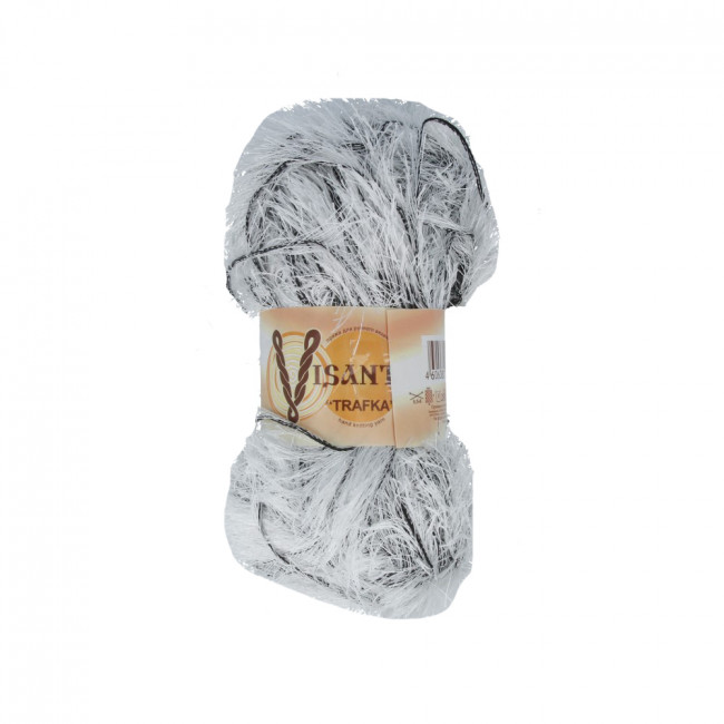 Пряжа VISANTIA "TRAFKA" меланжевая   100% полиэстер   . х  100 г  150 м ± 3 м №5001 белый-черный "TRAFKA" меланжевая
