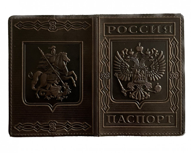 Обложка на паспорт WENZER OFFiCE, Паспорт из натур.кожи с кож.клапаном Георгий гл, коричневый