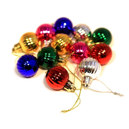 Елочное украшение d=3 см шар ребристый, 12шт, Микрос/ч10478