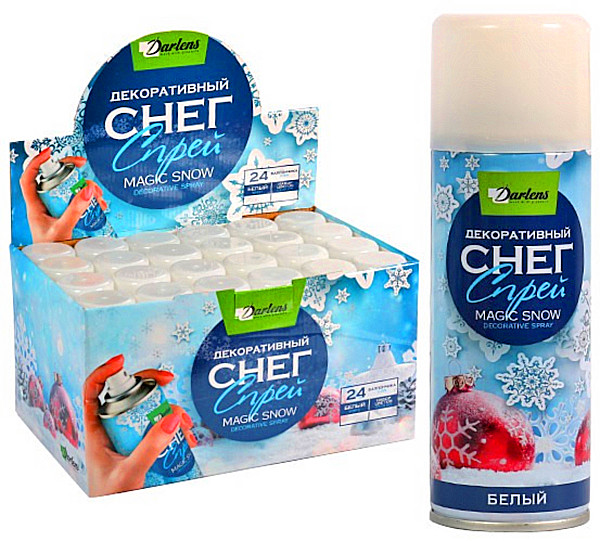 СНЕГ СПРЕЙ ЦВЕТ БЕЛЫЙ, нетающий 250мл. 52*165см (24)