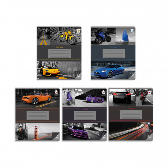 Тетрадь 12 клетка Магистр "В движении", белизна 100% (5 дизайнов ассорти) (20/240)