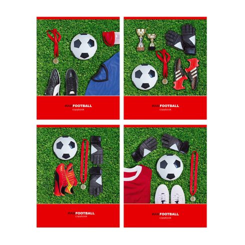 Тетрадь общая А5 скоба 96л. клетка "#Football" (ассорти) (5/50)