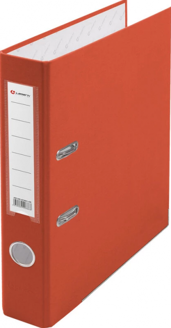 Папка-регистратор  PP 50мм оранжевый, металл.окантовка, карман, собранный.Lamark (42)