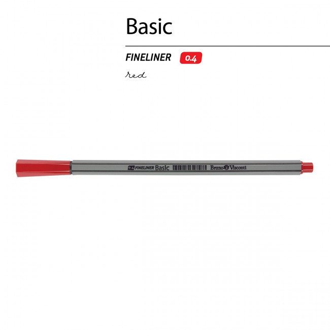 Ручка капиллярная 0.4мм красный "Basic. Fineliner", BV/36-0009 (24)