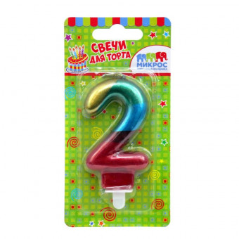 Свеча "Цифра 2. Радужная", 7см, Микрос/Ч04012 (24) Свеча "Цифра 2. Радужная", 7см, Микрос/Ч04012 (24)