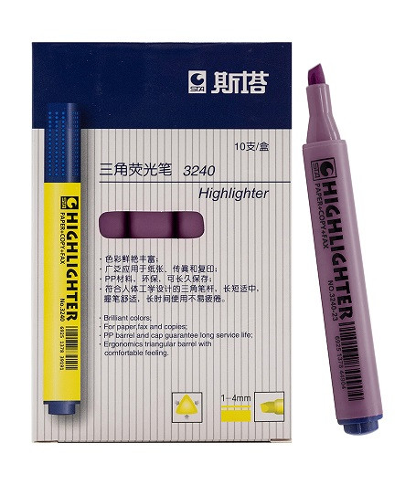 Маркер выделитель 1-4мм фиолетовый 3240-6, неон, скошенный, трехгранный, WSTA-6/1  (10/10/100)