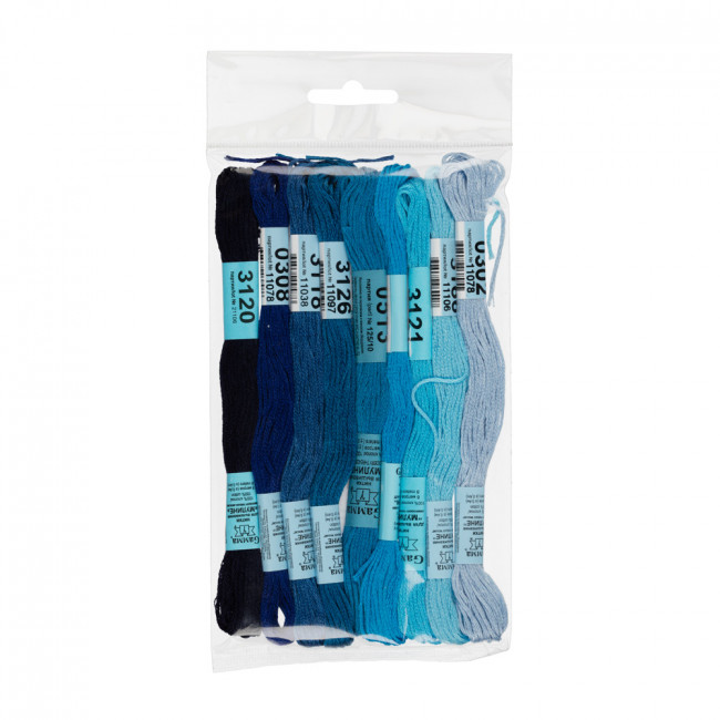 Нитки для вышивания 100% хлопок 9 x8м  набор мулине  №10 синий Gamma