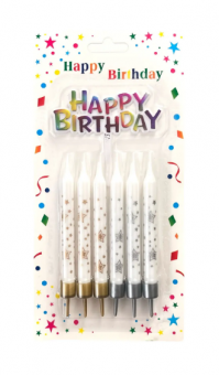 Свечи для торта "Радужные принт" с подставкой, Магистр/MAG-X-6/221346 (24)